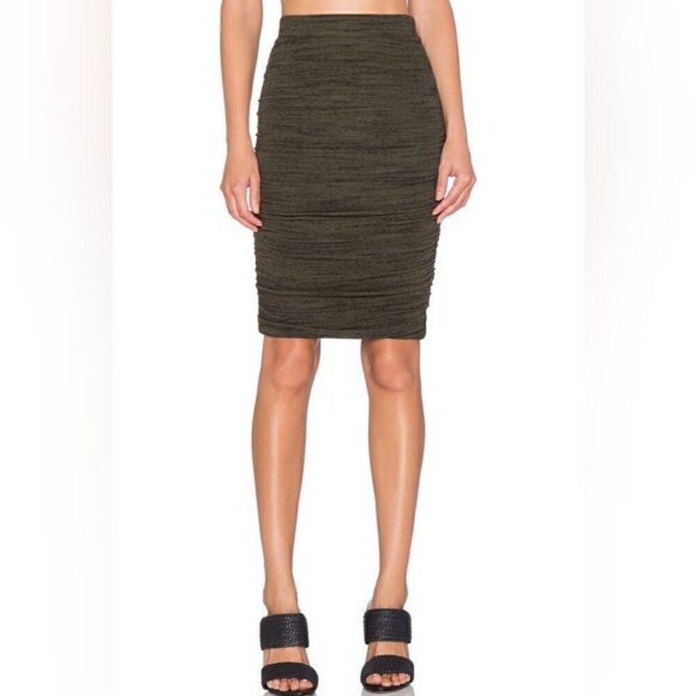 REVOLVE Splendid Brushed Tri-Blend Olivine Ruched Tube Bodycon Skirt Size S